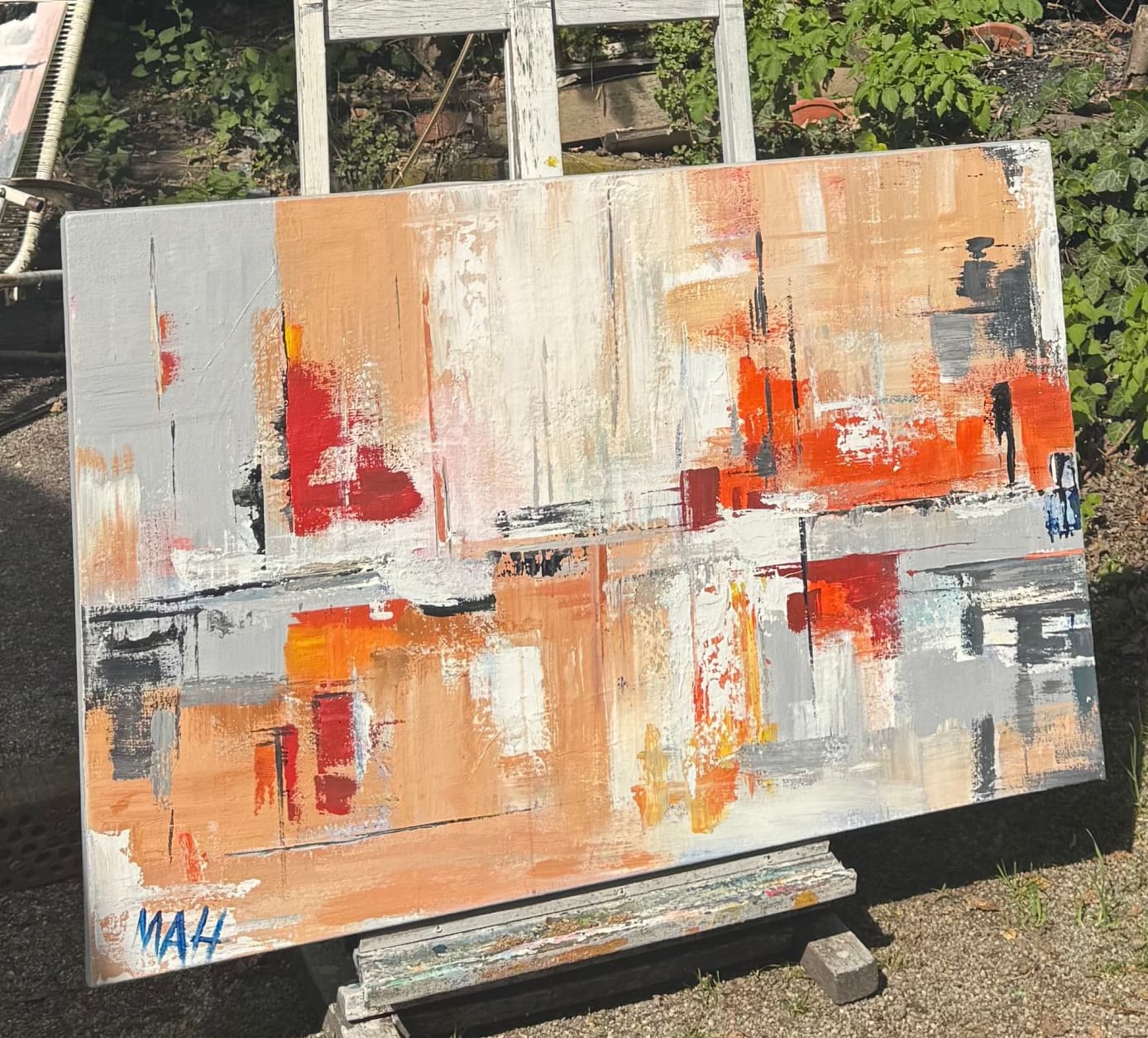 Artist painting on canvas