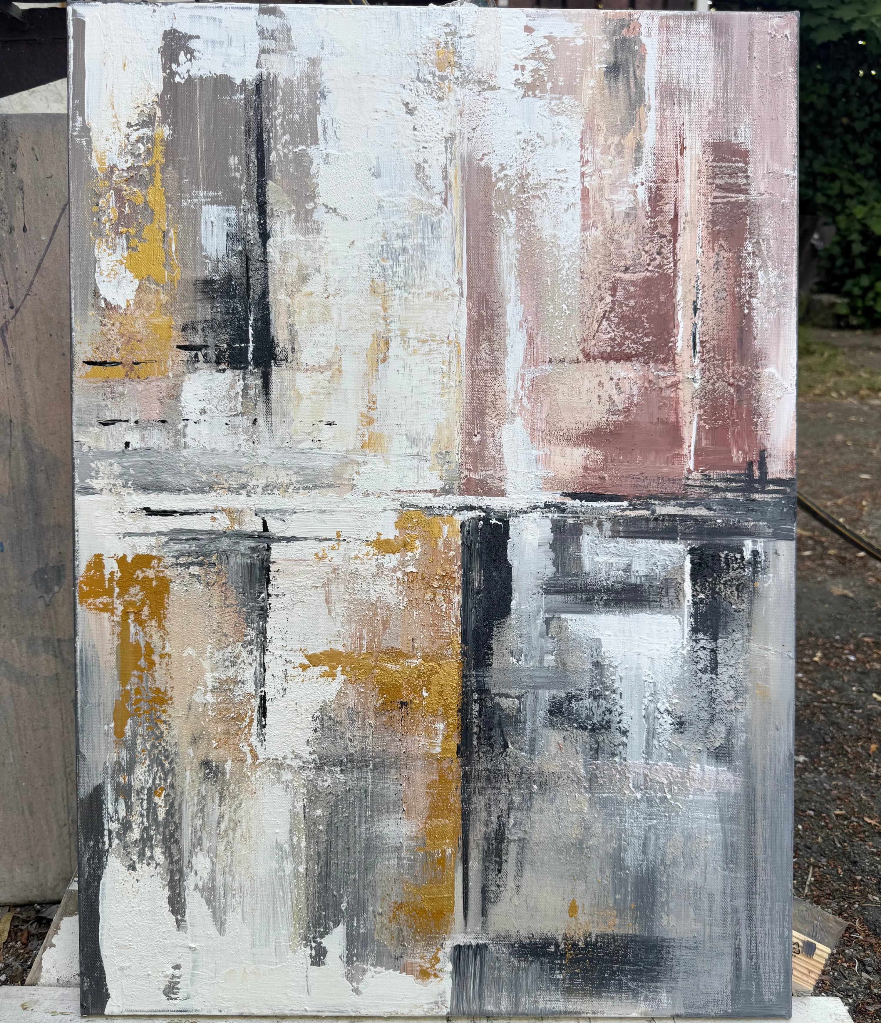 Artist painting on canvas